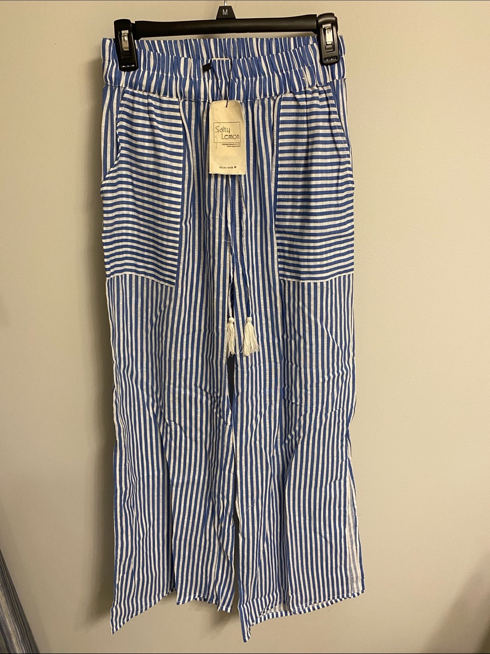 Salt+Lemon Blue & White Striped Drawstring Casual Pants